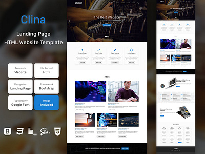 Clina Landing Page HTML Web Template V1.0 bem blog business homepage html personal portfolio sass shop store web website