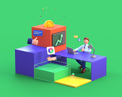 ₿ factory 3d 3d art bitcoin c4d character cinema4d clean design illustration redshift render