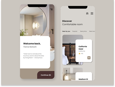Hotel Reservation app brown holiday hotel hotel app mobile modern reservation