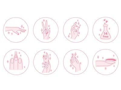 Manicure icons art beauty branding children illustration design doodle flat icon illustration illustrator manicure minimal stickers