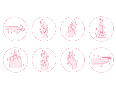 Manicure icons art beauty branding children illustration design doodle flat icon illustration illustrator manicure minimal stickers