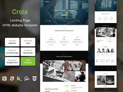 Crola Landing Page HTML Web Template V1.0 bem blog business homepage html personal portfolio sass shop store web website