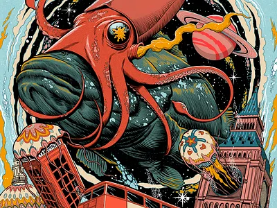 Pearl Jam big ben buss gig poster london music peral jam portal poster show squid telephone uk united kingdom vortex