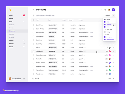 Discounts Table clean clean design clean ui coupon coupons dark dark app dark mode dark ui discount ecommerce ecommerce app ecommerce business ecommerce design ecommerce shop minimal minimalism minimalist minimalistic table