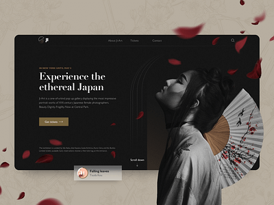 Concept website for art exhibition blossom clean concept dark mode design exhibition gallery header japan japanese art kimoto landing page minimal museum photography ui ux web web design website