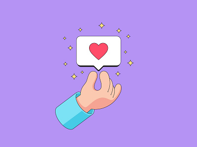 Like for you bubble cartoon design hand heart like love minimalist minimalistic notification outline shape share social network stars stroke vector illustration vectorart