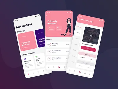 Fitness app. Workout programs 2021 challenge daily ui figma figmadesign fitness fitness app illustrations muzli sport sports design ui design workout workout app