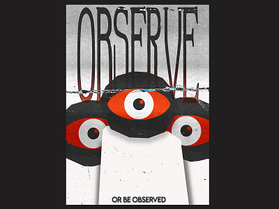 observe anxiety eyes grain graphicdesign japanese obseve poster red white