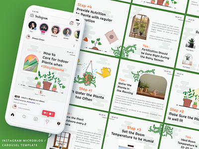 Plant Tips - Instagram Carousel behance carousel clean design graphic graphics green illustration illustrator instagram instagram marketing instagram template marketing microblog photoshop plant template tips trend trending