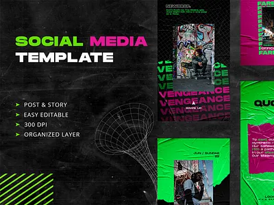 Greensurf Instagram Template advertising banner black branding brutalist dark design graphic dope facebook fashion gray illustration