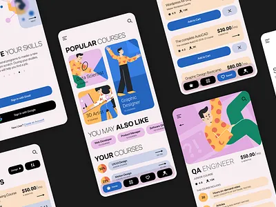 E-Learning App Design app courses design elearning elearning courses ui ux