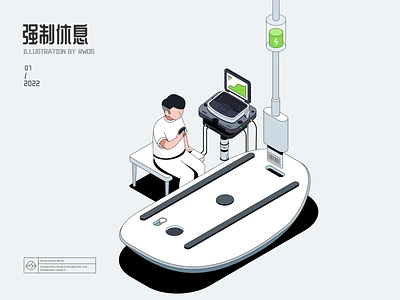 Forced rest apple charge computer illustration isometric laptop mouse