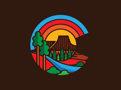 YoColorado Golden Mesa apparel branding icon illustration nature outdoors patch retro simple thicklines vector