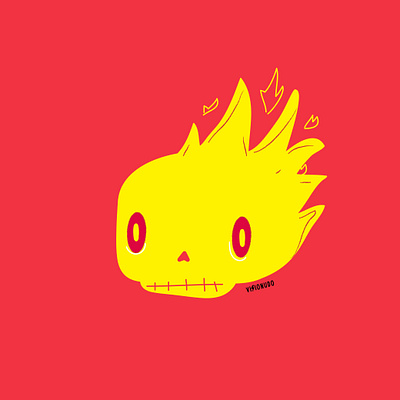 Cráneo en llamas (o algo asi) branding character concept craneo design illustration ilustracion poster vector visionudo