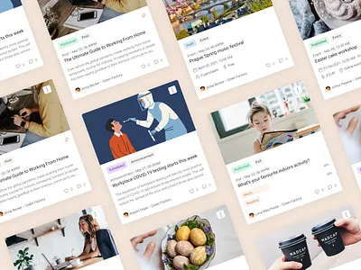 Newsfeed cards card content newsfeed spaceflow tags ui ux