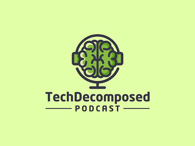 Tech Decomposed Podcast art brain logo brandidentity branding combination logo computer creative designer designs headphone illustration logo logodesign logodesigner logos podcast logo tech logo thinking vector