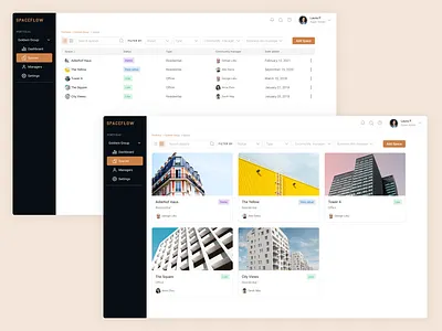 Spaces cards dashboard spaceflow spaceship