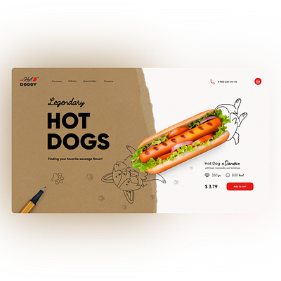 Website concept - Hot Dogs adobe photoshop design dog hotdog illustration photoshop placemat site sketch ui ux webdesign website