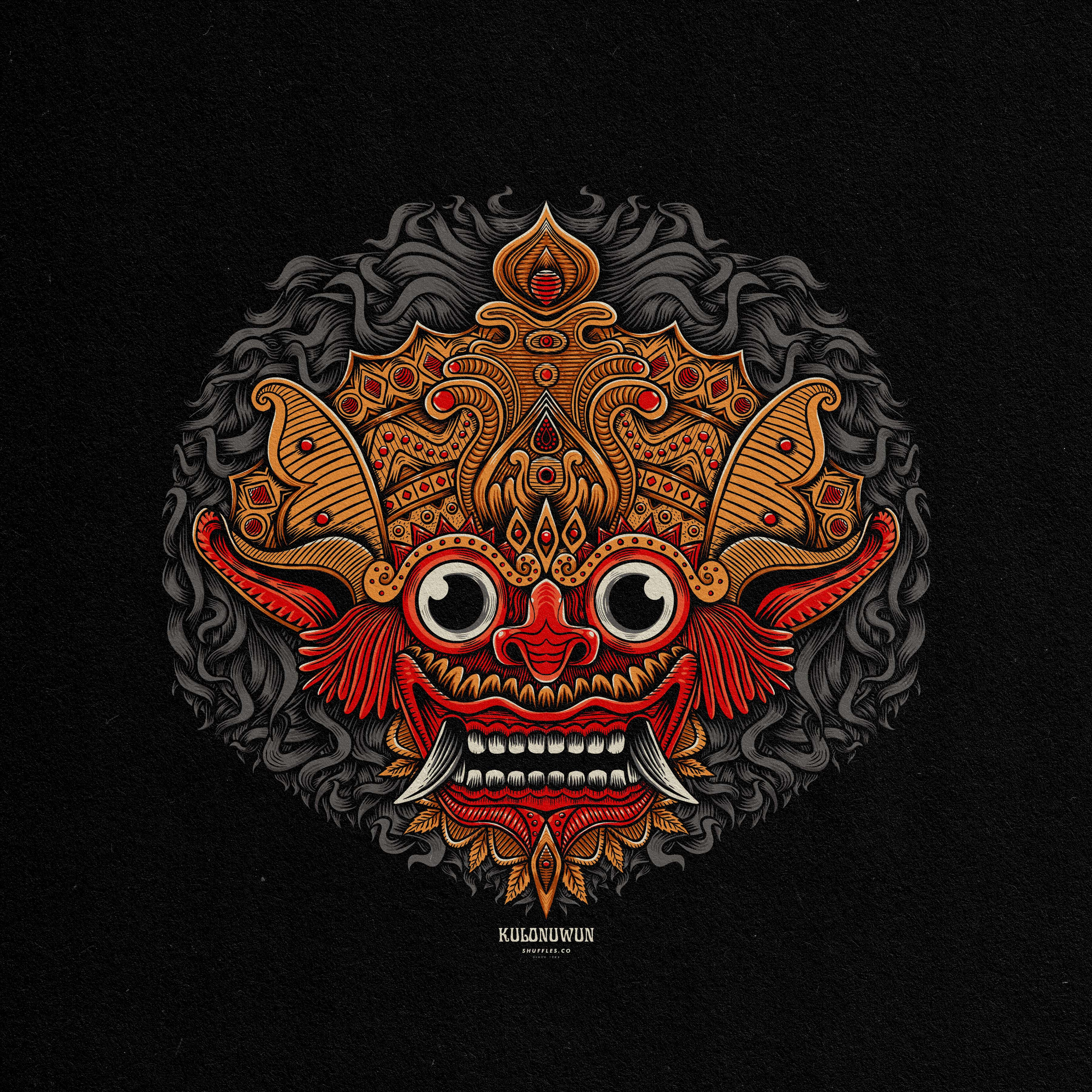 Rangda Barong T-shirt Design Illustration art badge badge logo bali barong design illustration illustrator indonesia logo rangda tropical ui vector