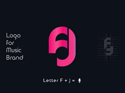 letter FJ Music brand logo app icon branding colourfull logo crative logo eye catching flat logo gradient icon letter f letter j letter mark logo design minimal modern logo simple logo typogaphy unique logo