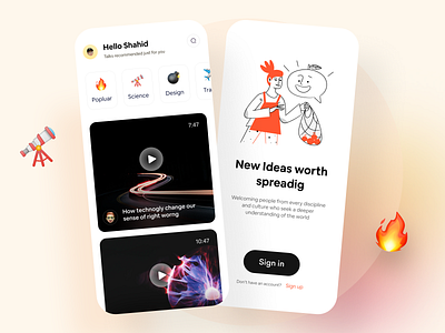 Ideas worth spreading | Video Audio iOS app app design application design audio app color conference app event app hangout illustraion ios app design livestream meetup minimal mobile mobile app product design promotional design ui ux video app workshop