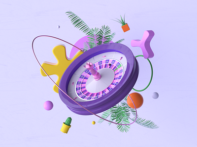 Purple Roulette 3d art c4d casino cinema4d colorful design octanerender plants render roulette