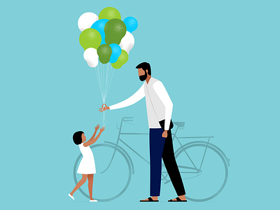 Balloon vendor flatcolors illustraion minimalistic vector