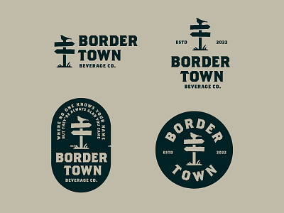 Border Town badges beer beverage bird border brand branding directions grass identity illustration liquor logo packaging print sign town typography