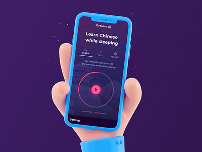 Learn while sleeping UI app app concept beautiful font clean design illustration minimal mobile mvp night nightapp player sleeping typogaphy ui ux ui