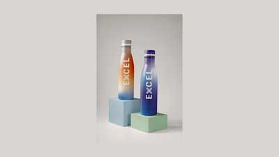 Merch bottles "Excel" for a software company bottles branding color design logo merch merchandise