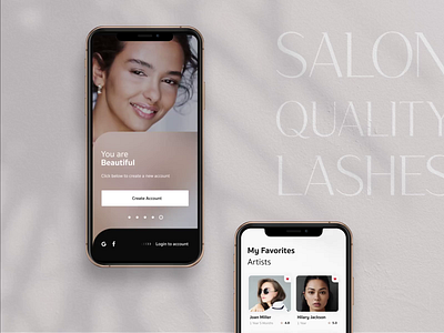 Lash extensions salon app app beauty branding design ios iphone minimal mobile mobile app salon search a artist ui ux