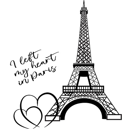 My Paris! black and white design eiffel tower illustration illustrator paris postcard vector