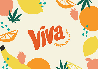 Viva Smoothies Logo branding design fruit handlettering illustration typogaphy