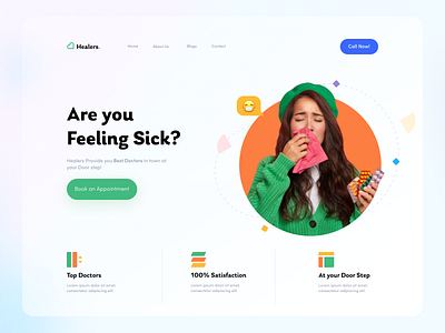 Landing Page UI branding covid19 daily ui dailyui design designer designs doctor flat health medical minimal ui ui ux ui design uidesign uiux ux web webdesign