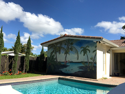 "Lake pool" acrylic art mural acrylicpainting backgrounddesign beachart design murals poolart