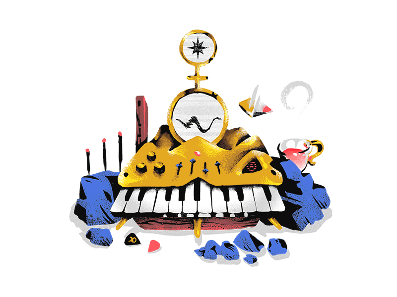 Alien Synth after effects animation drawing illustration keyboard mograph motion mystic procreate space stars synthesizer