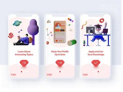 Creative onboarding with 3D Illustrations 3d art 3d ilustration bold minimalist modern onboarding onboarding ui ui ux