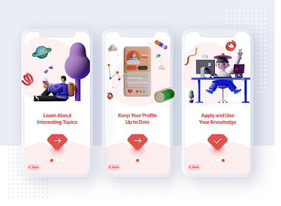 Creative onboarding with 3D Illustrations 3d art 3d ilustration bold minimalist modern onboarding onboarding ui ui ux