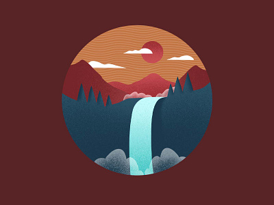 Waterfalling apple pencil atmosperic perspective atmosphere environment landscape landscapes mountains procreate series style texture water water falling waterfall