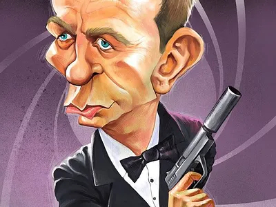 Daniel Craig (James Bond) caricature adobephotoshop caricature cartoon design digital art digital illustration drawing illustration painting procreate sketch