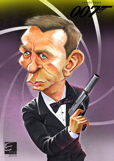 Daniel Craig (James Bond) caricature adobephotoshop caricature cartoon design digital art digital illustration drawing illustration painting procreate sketch