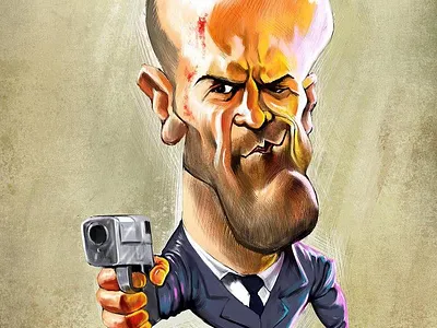 Jason Statham (digital caricature) adobephotoshop caricature cartoon digital art digital illustration drawing illustration painting procreate sketch