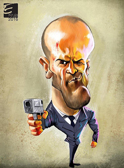 Jason Statham (digital caricature) adobephotoshop caricature cartoon digital art digital illustration drawing illustration painting procreate sketch