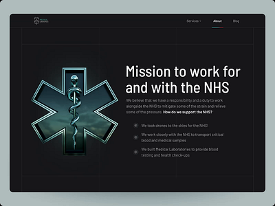 NHS model 3d model about black company dark mode healthcare landing mint nhs ui ux website