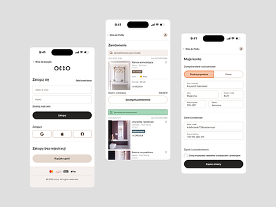 Mobile E-commerce Login & User Account account bathroom design details ecommerce fields flat history login mobile modern online orders premium purchases shop store ui user ux