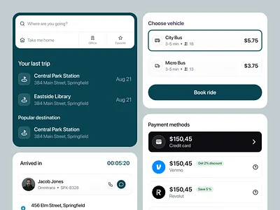 Ride Sharing Mobile App UIUX: Cards Component app design book dashboard destination drive ios map mobile mobile app product design ride saas sharing ticket uber ui uiux ux vehicle web app