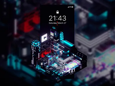 City Central - Screen Lock 3d app block central city cyber design future futuristic iphone light lodz mobile neon network poland render scifi screen łódź