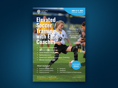 Flyer for elite girls soccer training branding design football poster soccer typography ui ux