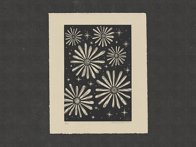 Daisies At Night drawing ill illustration letterpress print print design printmaking zine