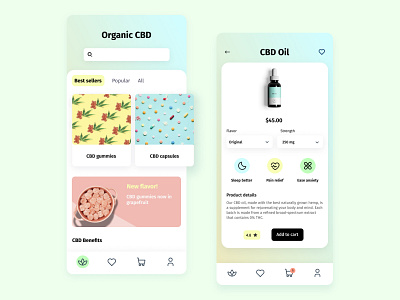 CBD app concept app design ui